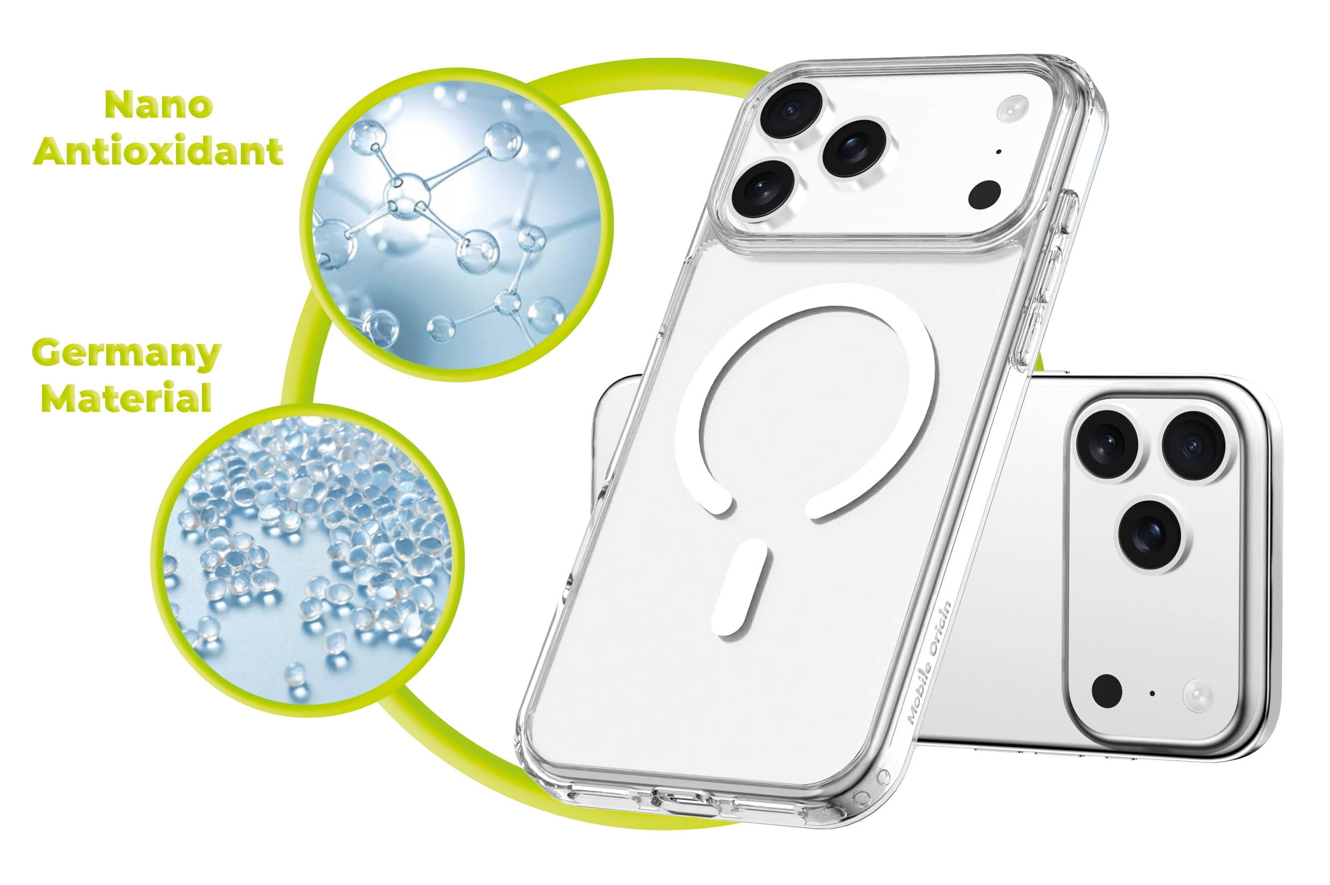 Mobile Origin iPhone 17 Pro Max - Σκληρή Θήκη με Πλαίσιο Σιλικόνης - Hybrid MagSafe - Διάφανη / White