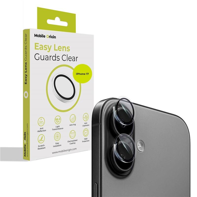 Mobile Origin iPhone 17 - Προστασία Κάμερας - Αντιχαρακτικό Γυαλί - Easy Lens Guards - Clear