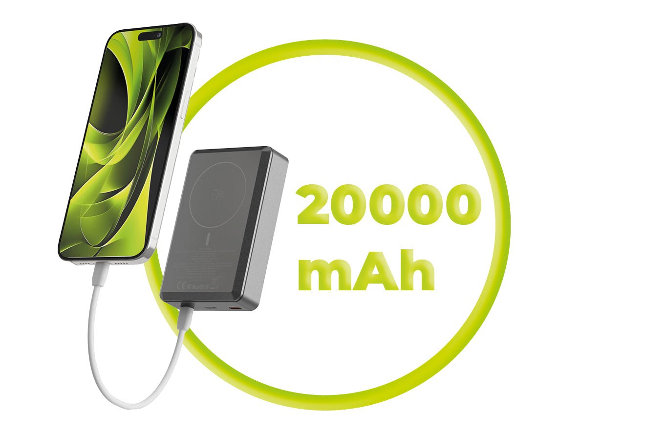 Mobile Origin - Μαγνητικό Ασύρματο MagSafe Power Bank Κινητού 30W 20.000mAh με 2 Θύρες Type - C - Aluminum PB14 - Grey