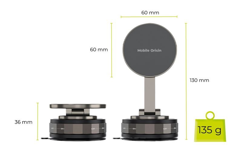 Mobile Origin MagSafe Μαγνητική Βάση Στήριξης Κινητού - Vacuum EasyMount O3 - Space Grey