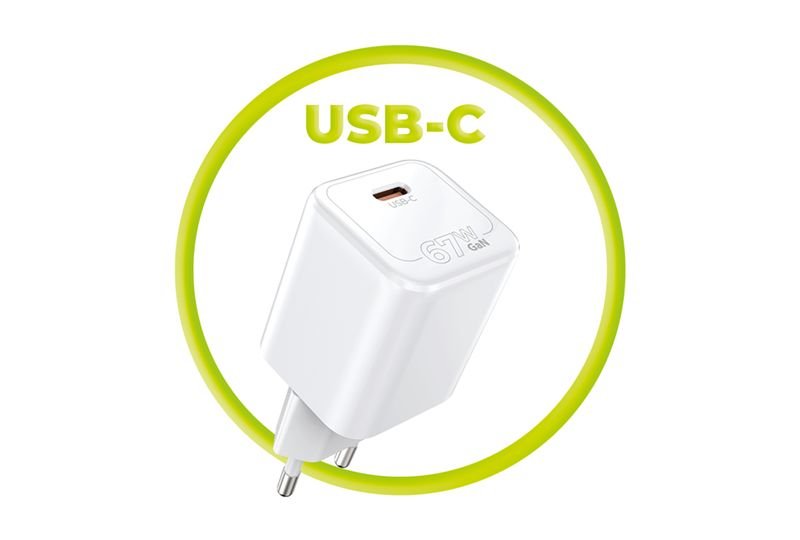 Mobile Origin Οικιακός Φορτιστής Γρήγορης Φόρτισης GaN 67W με 1 Θύρα Type - C - PW6 - White
