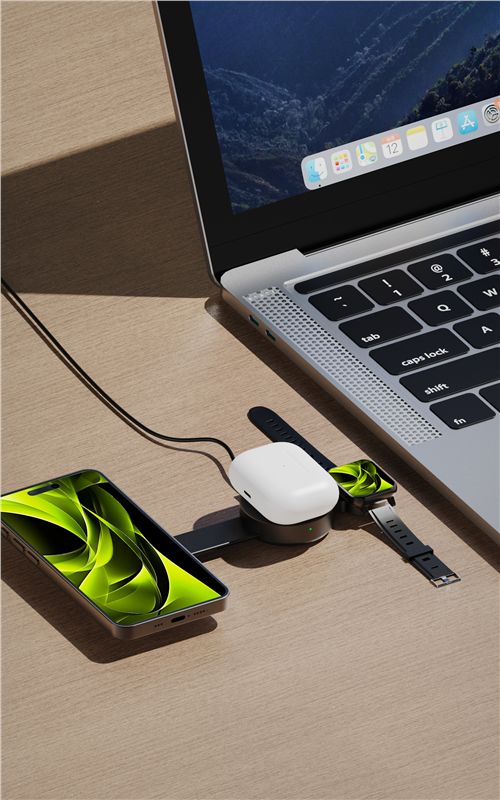Mobile Origin PW34 - 3in1 Αναδιπλούμενος Ασύρματος MagSafe Qi2 Φορτιστής 25W - Black