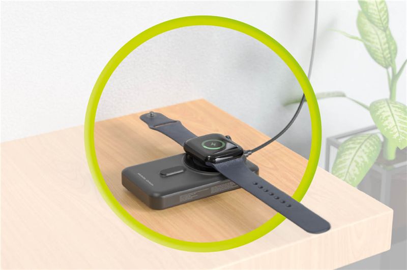 Mobile Origin - Μαγνητικό Ασύρματο MagSafe Power Bank Κινητού / Apple Watch 10.000mAh με Ενσωματωμένα Καλώδια Lightning και Type - C - PB11 - Black