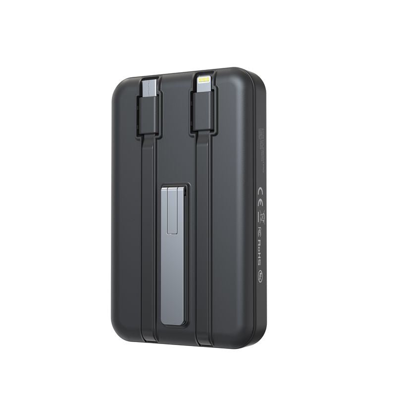 Mobile Origin - Μαγνητικό Ασύρματο MagSafe Power Bank Κινητού / Apple Watch 10.000mAh με Ενσωματωμένα Καλώδια Lightning και Type - C - PB11 - Black