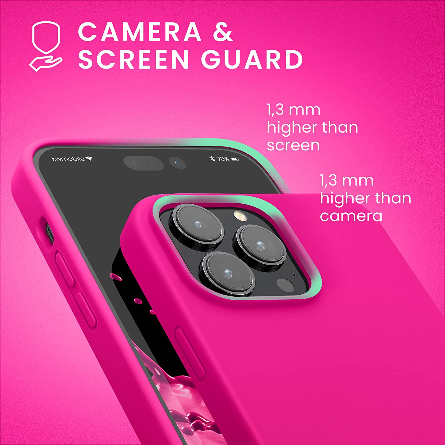 KW iPhone 14 Pro Max Θήκη Σιλικόνης Rubberized TPU - Neon Pink - 59074.77