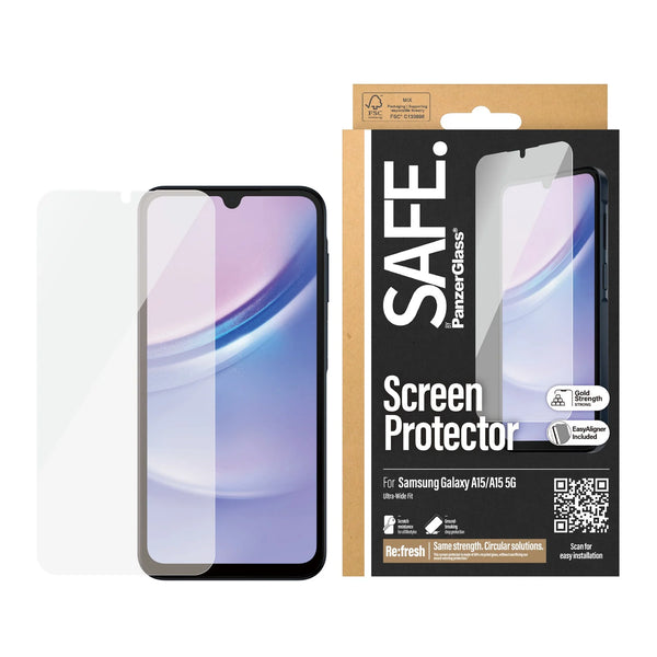 Safe by PanzerGlass Samsung Galaxy A15 4G / A15 5G - Ultra-Wide Fit W. EasyAligner Case Friendly Full Screen Αντιχαρακτικό Γυαλί Οθόνης - Διάφανο - SAFE95678