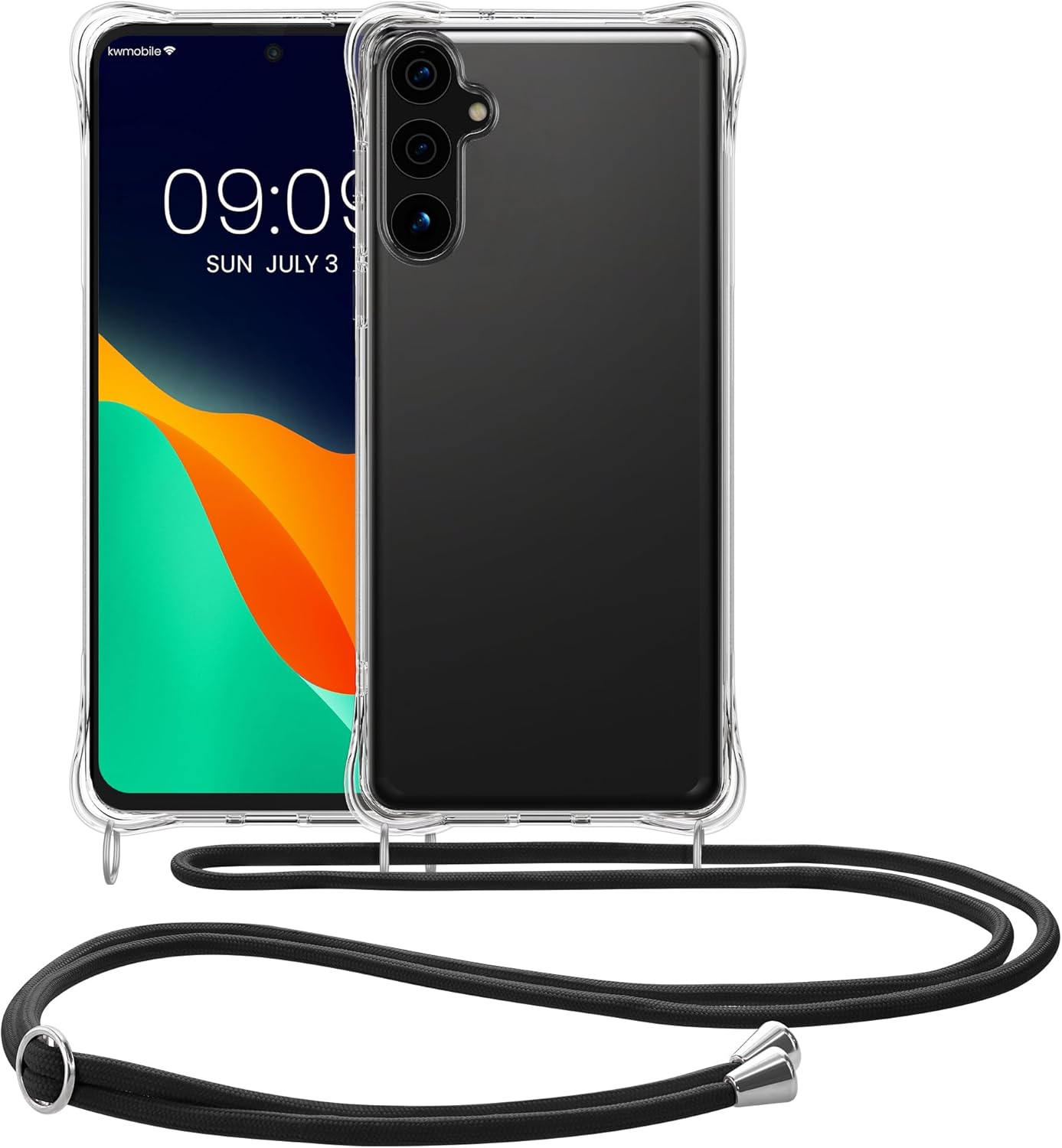 KW Samsung Galaxy S24 FE Θήκη Σιλικόνης TPU με Λουράκι - Διάφανη / Black