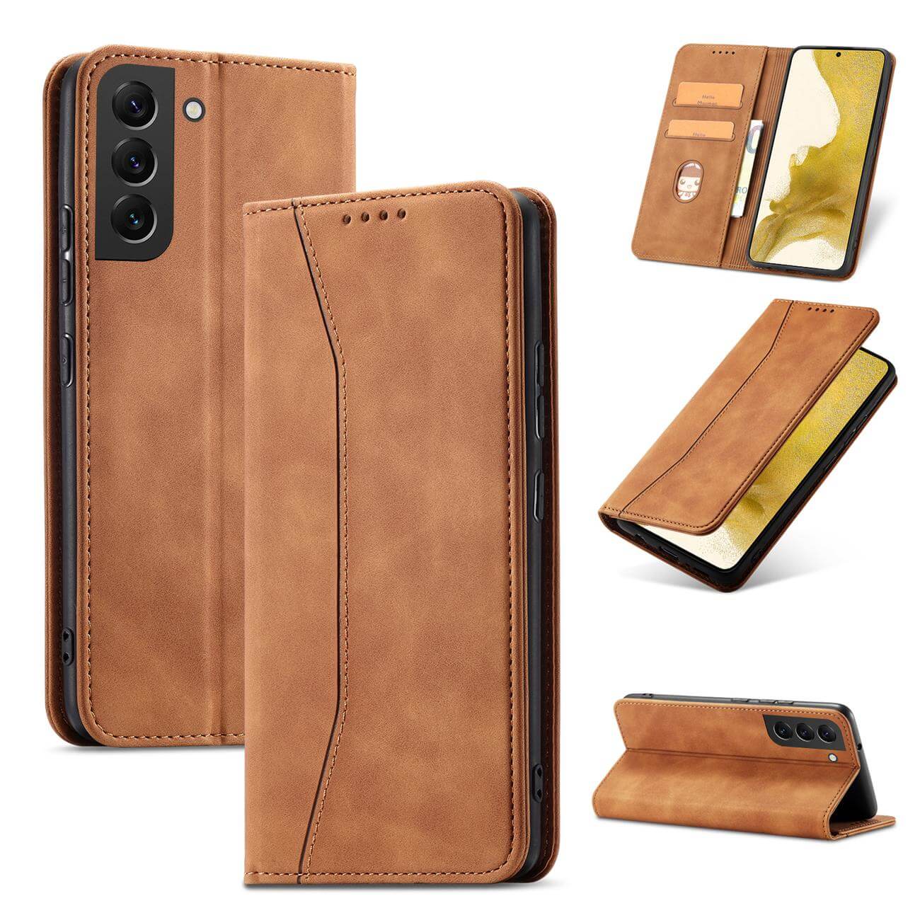 OEM Samsung Galaxy S22 Plus Magnet Fancy Θήκη Βιβλίο Stand - Brown