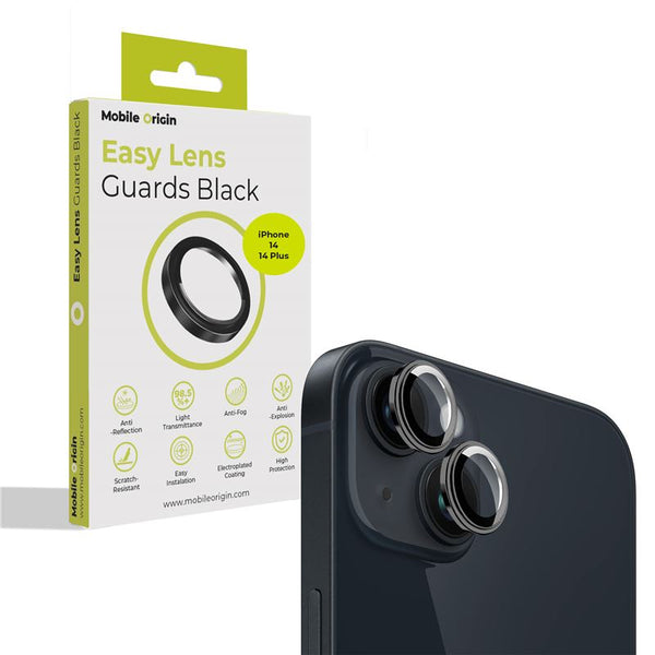 Mobile Origin Easy Lens Guards iPhone 14 / iPhone 14 Plus - Προστασία Κάμερας - Αντιχαρακτικό Γυαλί - Black