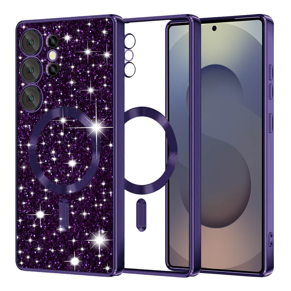 Techsuit Samsung Galaxy S25 Ultra - Luxury Glitter MagSafe - Θήκη Σιλικόνης - Deep Purple