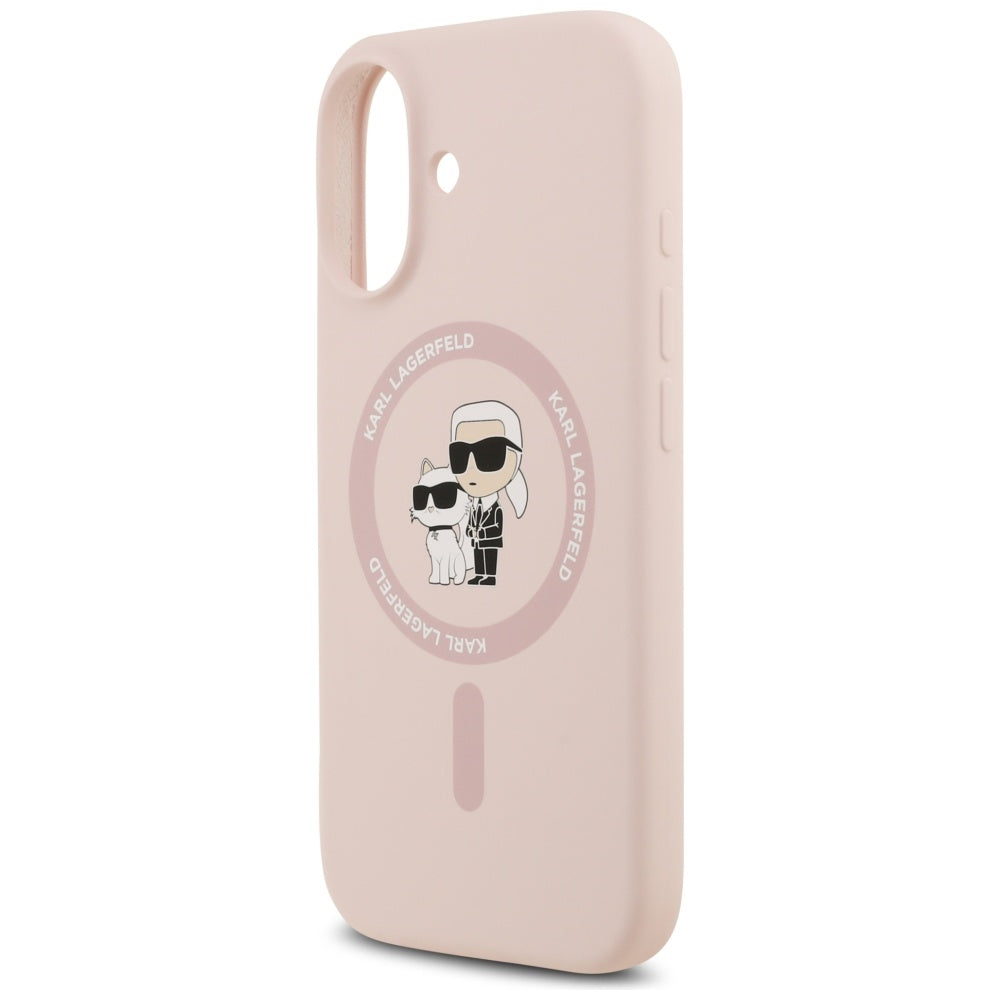 Karl Lagerfeld iPhone 17 - Silicone Karl and Choupette Ring MagSafe Θήκη Σιλικόνης - Pink - KLHMP17SSCMKCRHP