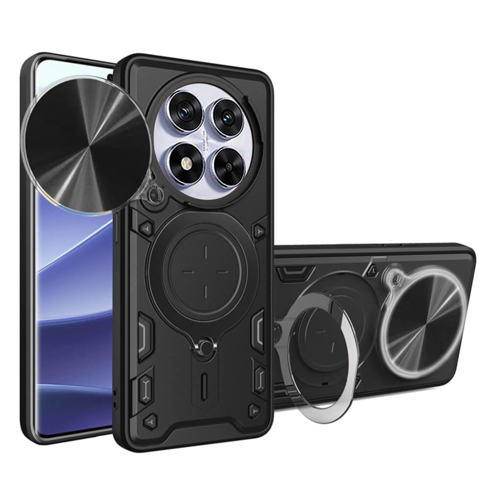 Techsuit Xiaomi Redmi Note 14 Pro 5G / Poco X7 - CamGuard Pro - Σκληρή Θήκη με Προστασία Καμερών και Δαχτυλίδι Συγκράτησης - Black