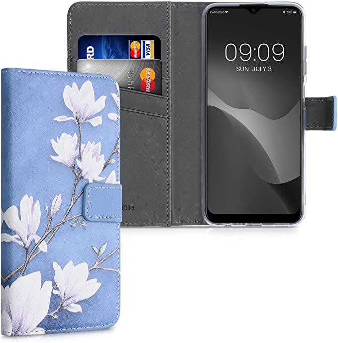 KW Samsung Galaxy A03s Θήκη Πορτοφόλι Stand - Design Magnolias - Taupe / White / Blue Grey - 56970.01