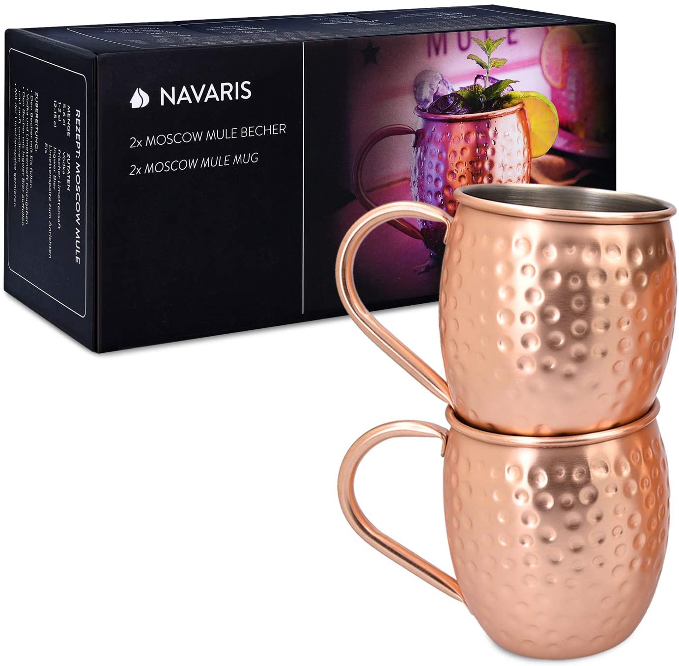 Navaris Moscow Mule Σετ με 2 Κούπες για Cocktail από Ανοξείδωτο Ατσάλι και Επίστρωση Χαλκού - 500ml - Copper - 46859.01.02