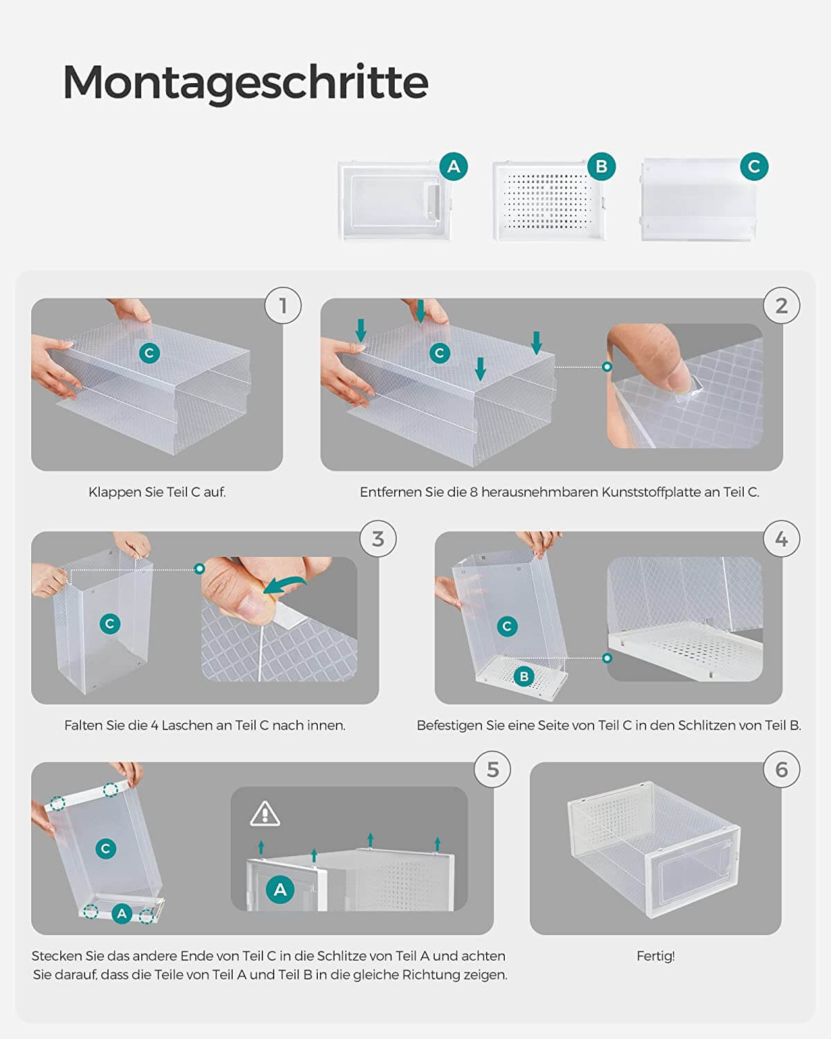 Songmics Σετ με 8 Κουτιά Αποθήκευσης Υποδημάτων - White / Διάφανα - LSP08SWT