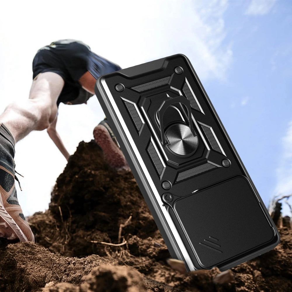 Tech-Protect Xiaomi Redmi Note 14 4G Camshield Pro Σκληρή Θήκη με Πλαίσιο Σιλικόνης και Δαχτυλίδι Συγκράτησης - Black