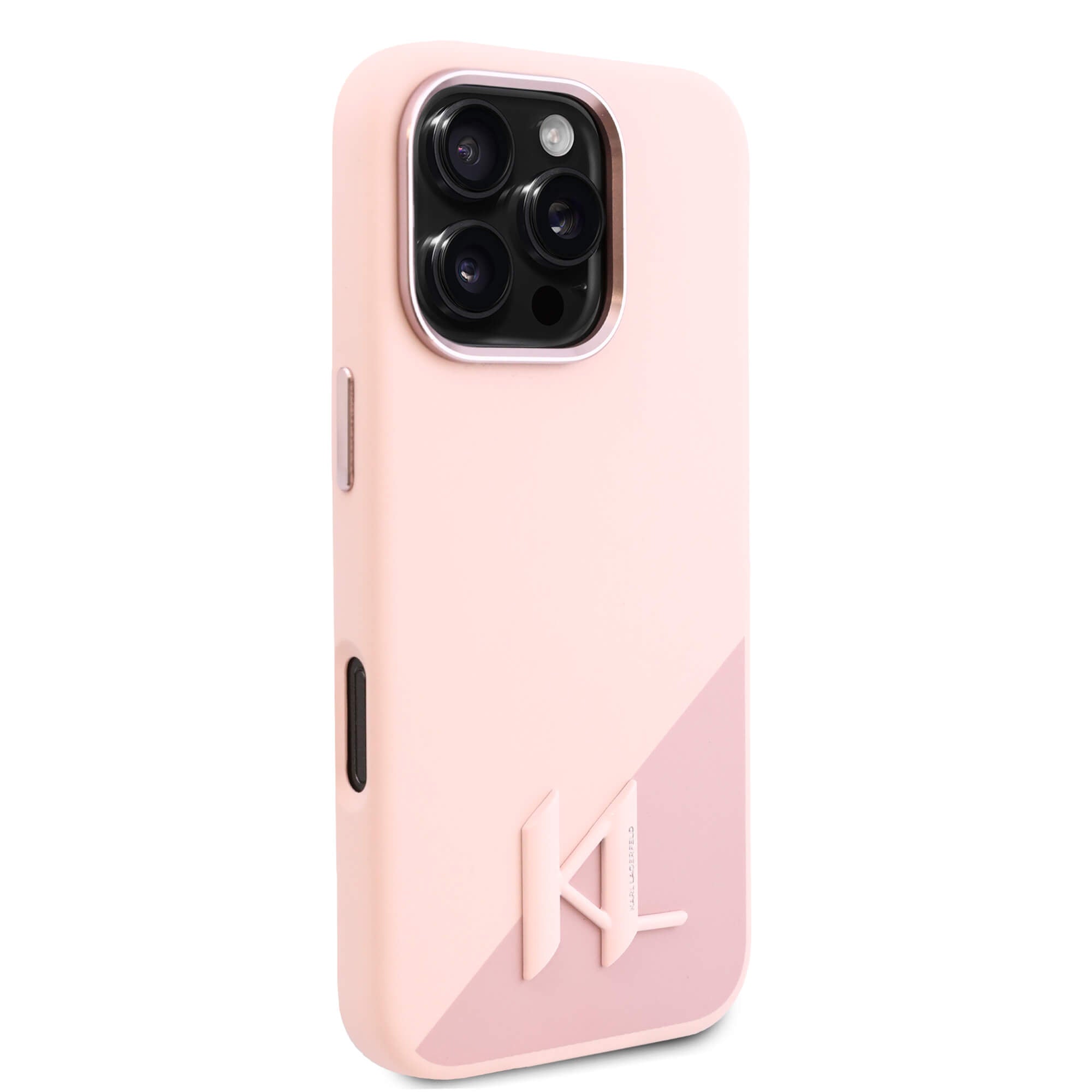 Karl Lagerfeld iPhone 16 - Silicone Shadow Metal Initial - MagSafe Θήκη Σιλικόνης - Pink - KLHMP16XSCMKMPCP