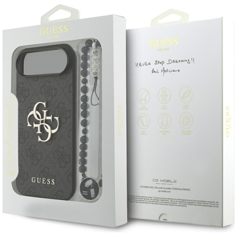 Guess iPhone Air - 4G Strap 4G Classic Logo - Σκληρή Θήκη με Επένδυση Συνθετικού Δέρματος και Λουράκι - Black - GUHCP17MP4GMGSK