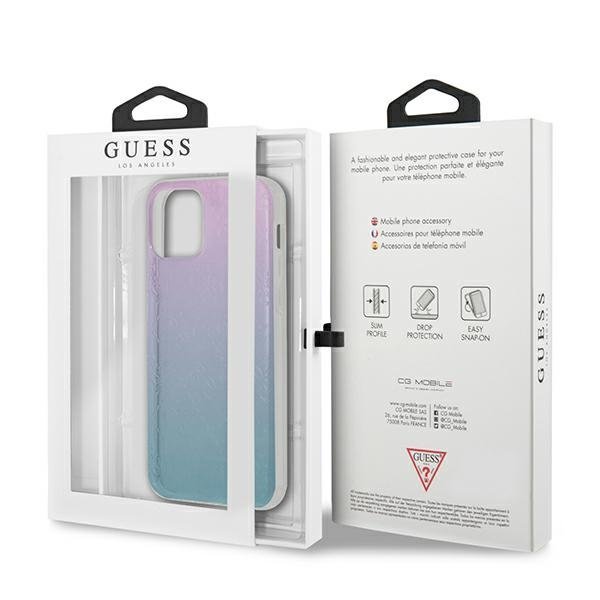 Guess iPhone 12 / iPhone 12 Pro 4G 3D Pattern Collection Σκληρή Θήκη με Πλαίσιο Σιλικόνης - Blue / Pink - GUHCP12M3D4GGBP