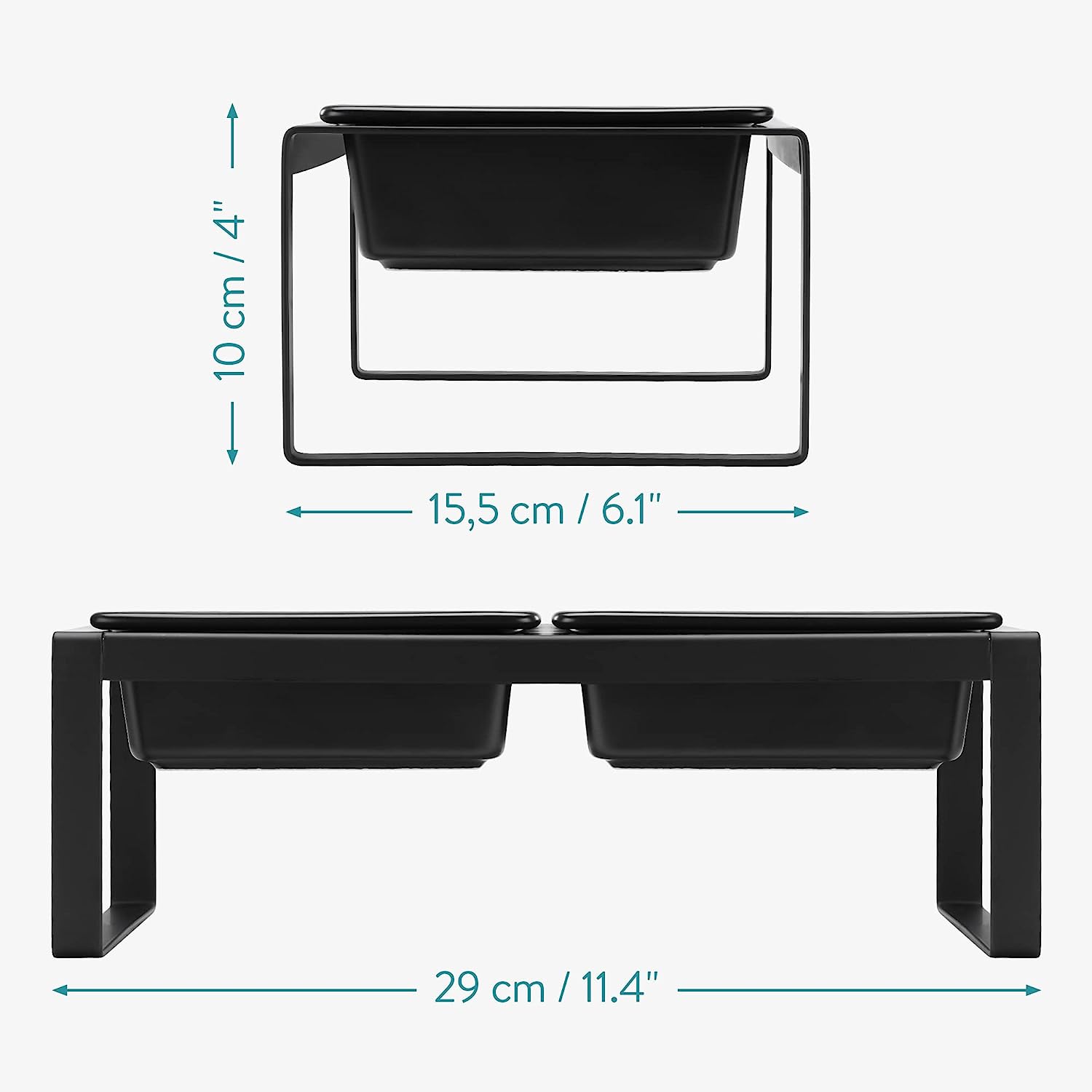 Navaris Ανυψωμένα Μπολ Φαγητού με Βάση για Κατοικίδια 250ml - Black - 60794.01