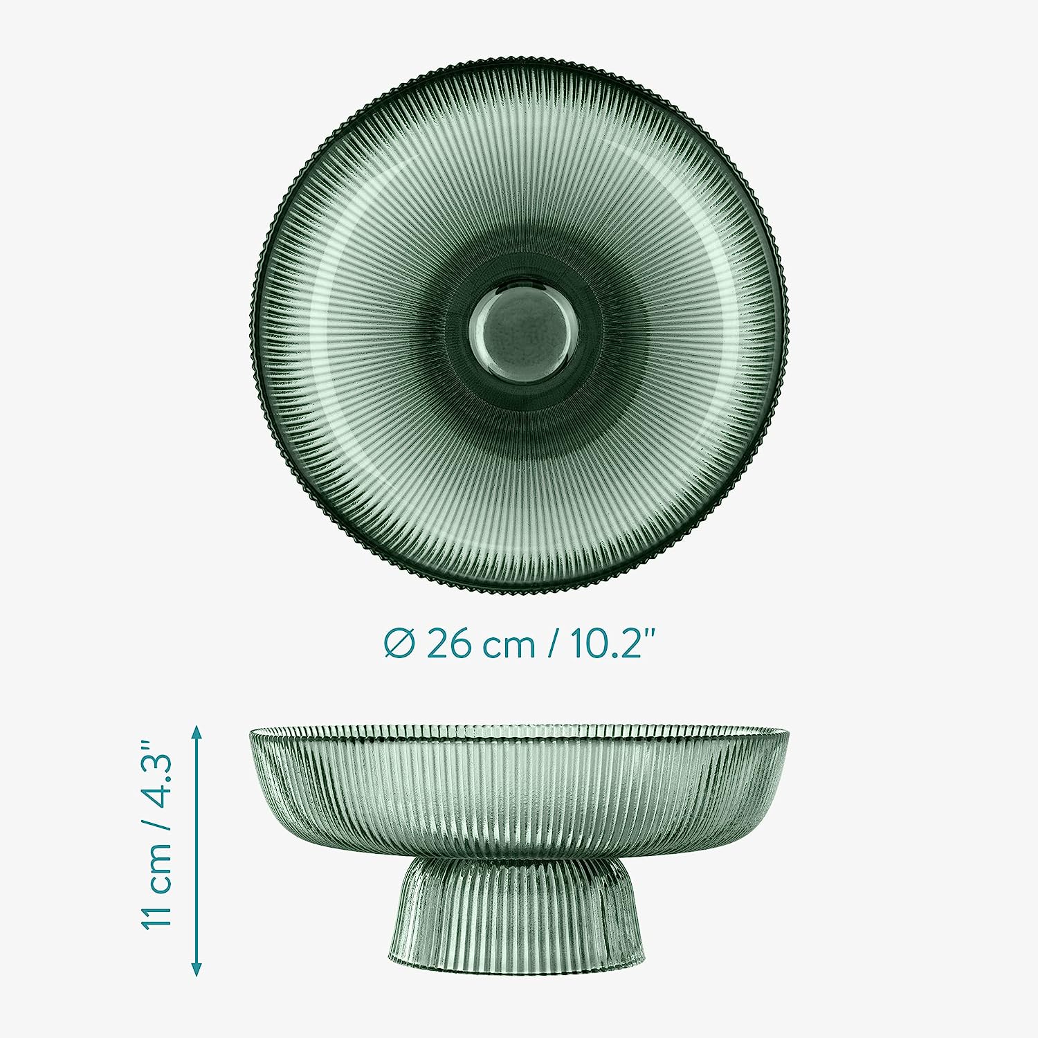 Navaris Γυάλινη Φρουτιέρα - Green - 58038.02