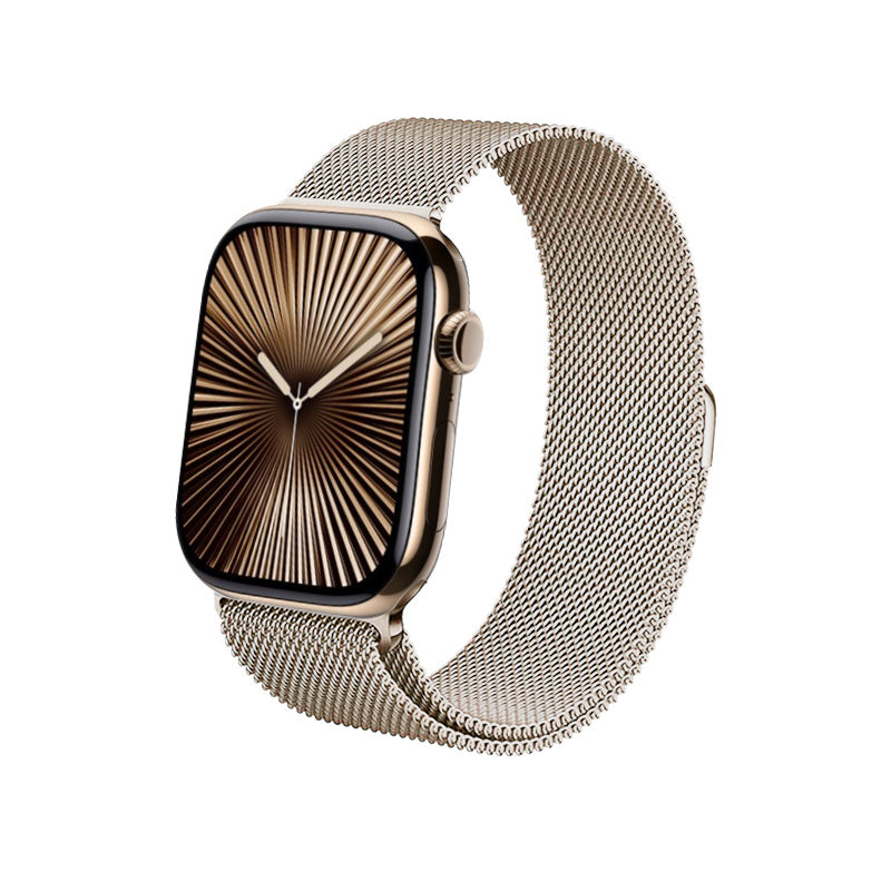 Crong Λουράκι Apple Watch 4/5/6/7/8/9/10/11 - SE (1/2/3) - ULTRA (1/2/3) - 44/45/46/49mm από Ανοξείδωτο Ατσάλι - Milano Steel - Champagne