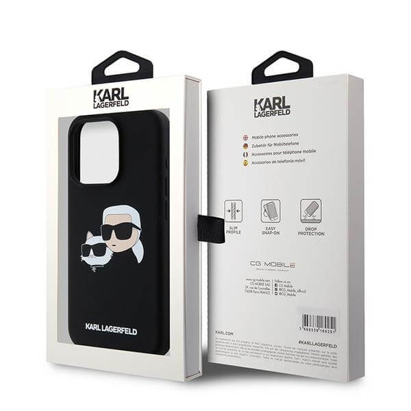 Karl Lagerfeld iPhone 15 Pro Max - Silicone Karl and Choupette - Θήκη Σιλικόνης με MagSafe - Black - KLHMP15XSKCHPPLK