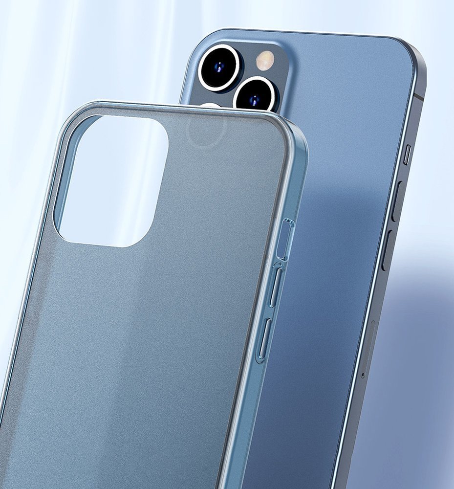 Baseus iPhone 12 / iPhone 12 Pro Frosted Glass Θήκη με Πλαίσιο Σιλικόνης και Όψη Γυαλιού Tempered Glass - Navy Blue - WIAPIPH61P-WS03
