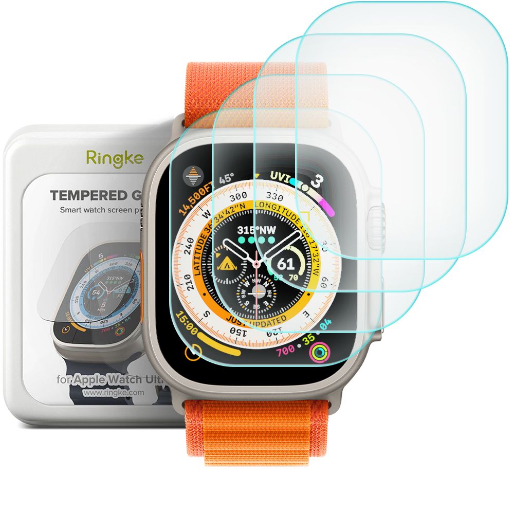 Ringke Προστασία Οθόνης Apple Watch Ultra (1/2/3) - 49mm - ID FC 0.3mm - 2.5D 9H Screen Αντιχαρακτικό Γυαλί Οθόνης - 4 Τεμάχια - Διάφανο