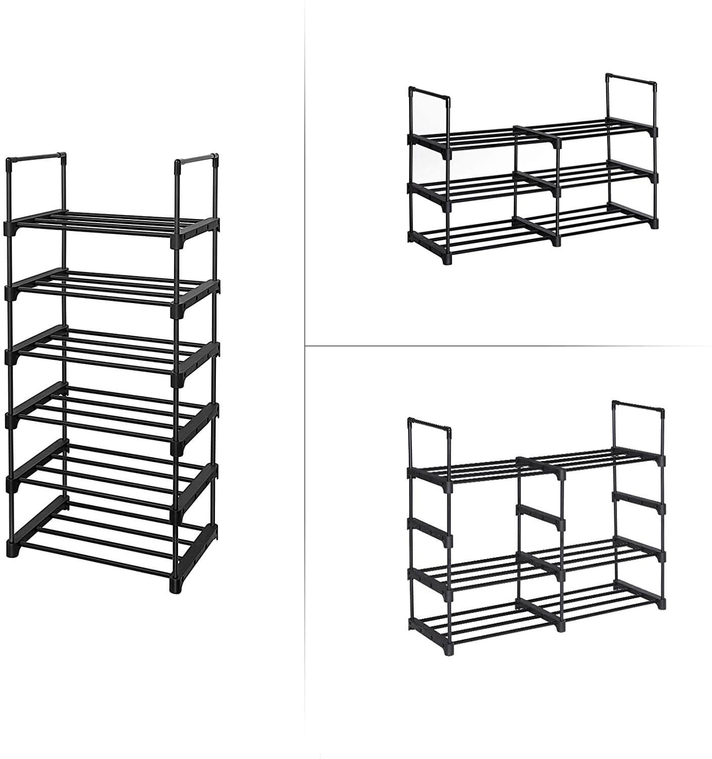Songmics Μεταλλική Παπουτσοθήκη με 6 Ράφια - Black - LSA23BK