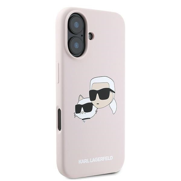 Karl Lagerfeld iPhone 16 Plus - Silicone Double Heads Print - Θήκη Σιλικόνης με MagSafe - Pink - KLHMP16MSKCHPPLP