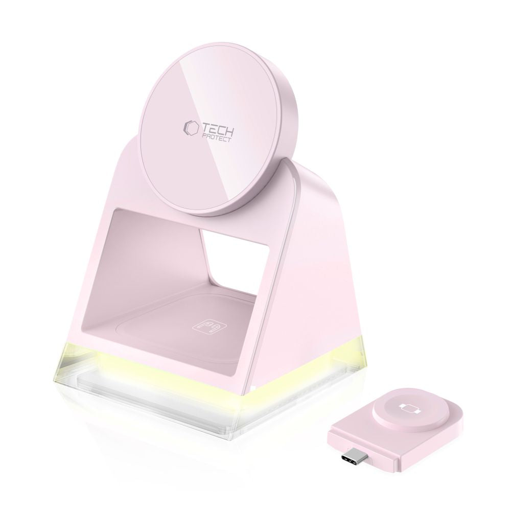 Tech-Protect QI15W-A43 3in1 Ασύρματος Μαγνητικός Φορτιστής MagSafe - Baby Pink