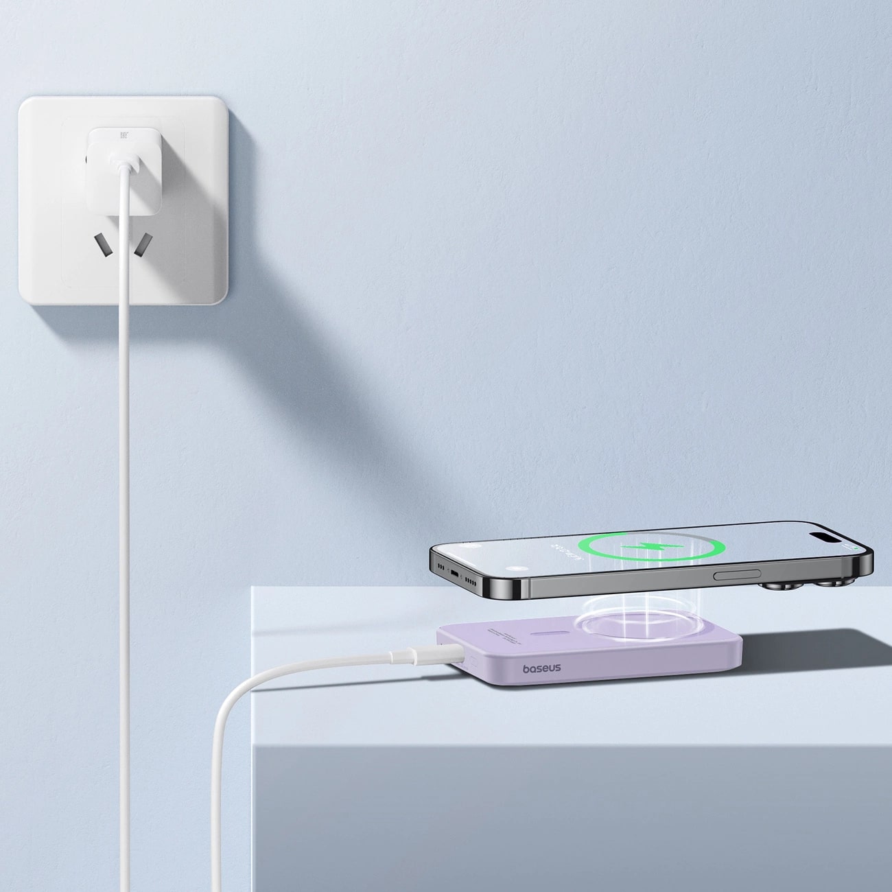 Baseus Magnetic Mini Ασύρματο MagSafe PowerBank 5000mAh 20W με Καλώδιο Type-C to Type-C - Purple - P10022107513-00