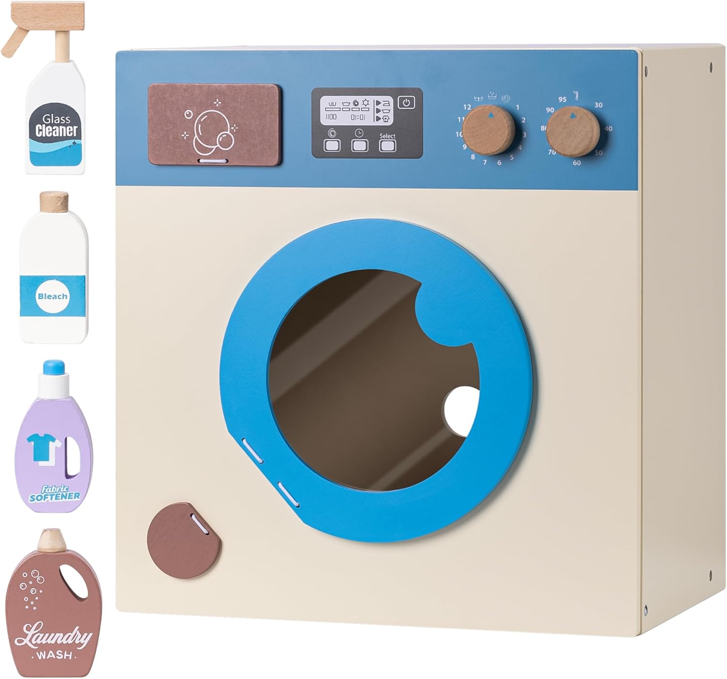 Navaris Ξύλινο Παιχνίδι Πλυντήριο και Σετ Πλυντηρίου - ‎Beige