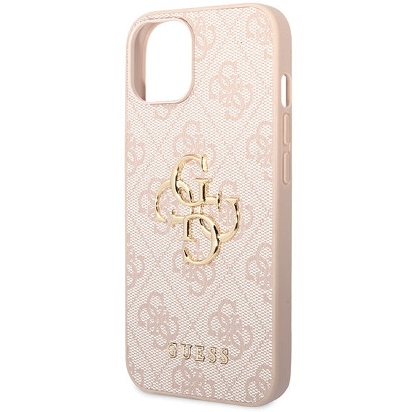 Guess iPhone 15 - 4G Big Metal Logo Θήκη με Επένδυση Συνθετικού Δέρματος - Pink - GUHCP15S4GMGPI