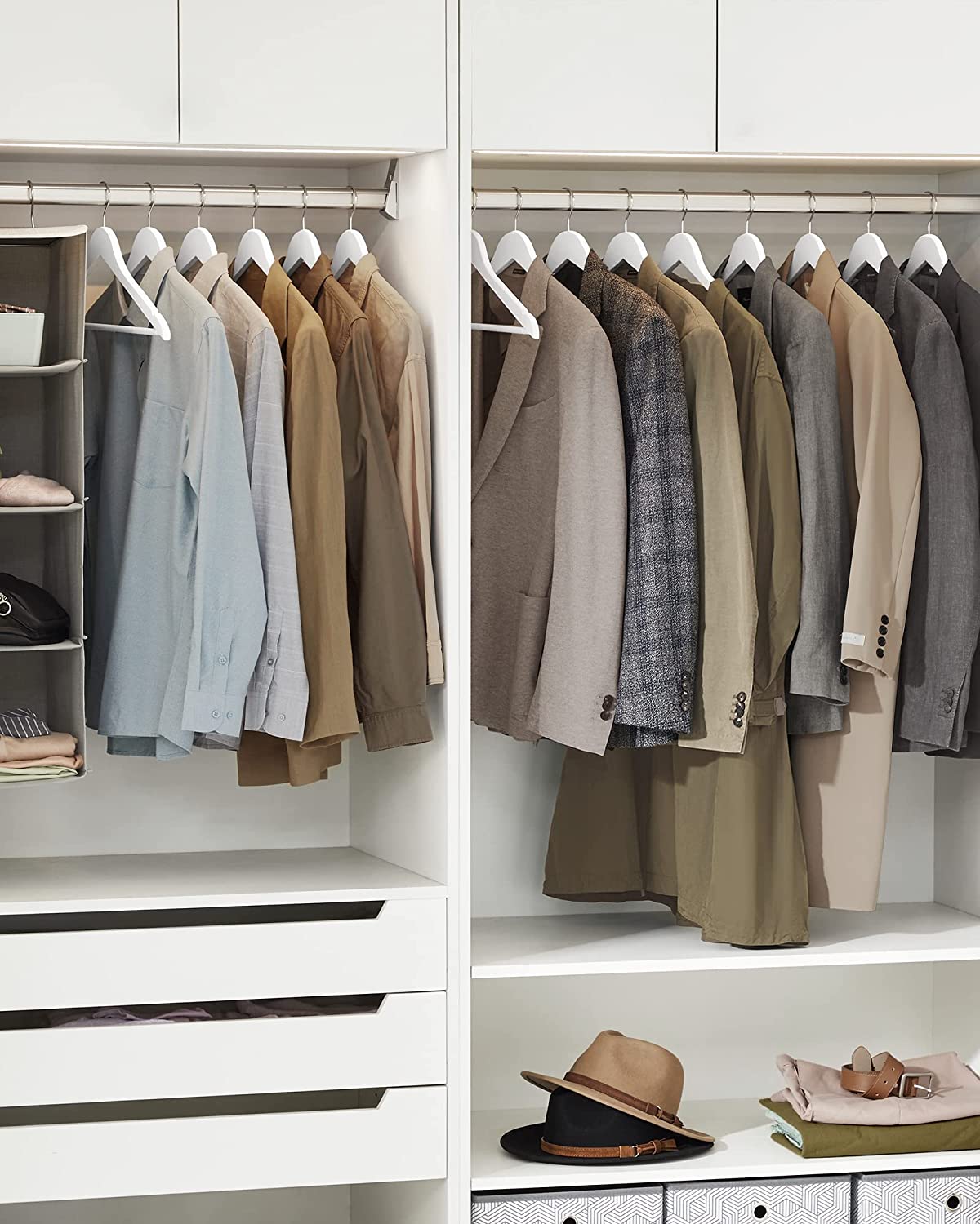 Songmics Σετ με 10 Ξύλινες Κρεμάστρες Ρούχων - White - CRW03W10