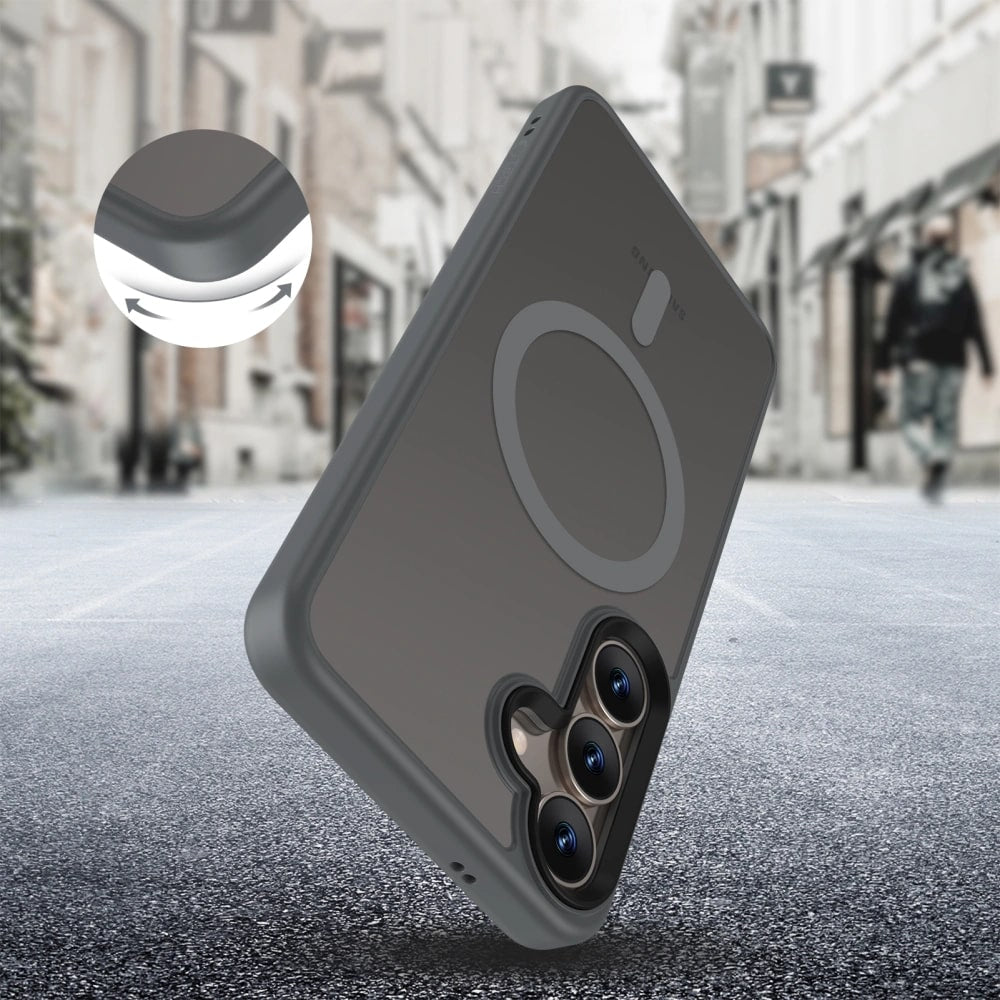 Tech-Protect Samsung Galaxy S25 MagMat Σκληρή Θήκη με Πλαίσιο Σιλικόνης και MagSafe - Matte Titanium / Ημιδιάφανη