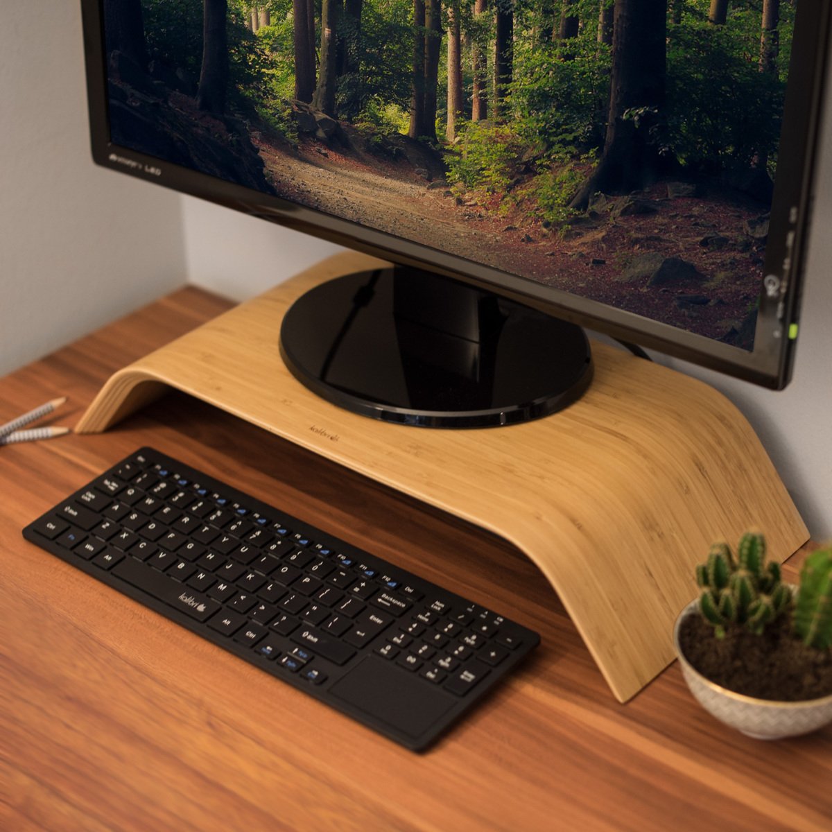 Kalibri Computer Monitor Wood Stand Βάση Στήριξης Οθόνης από Ξύλο - Bamboo Brown - 39070.24