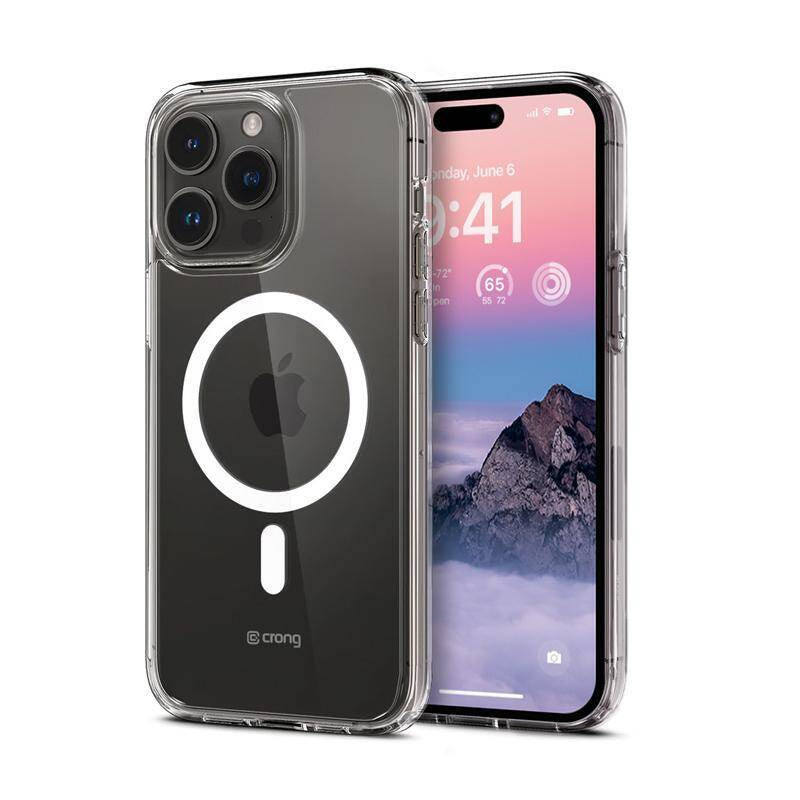 Crong iPhone 14 Pro Max Clear Mag Cover - Σκληρή Θήκη με Πλαίσιο Σιλικόνης και MagSafe - Clear