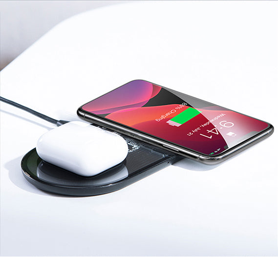 Baseus Simple 2in1 Wireless Charger for Smartphones - Ασύρματος Φορτιστής Qi Charge 15W - Μαύρο / Διάφανο - WXJK-A01