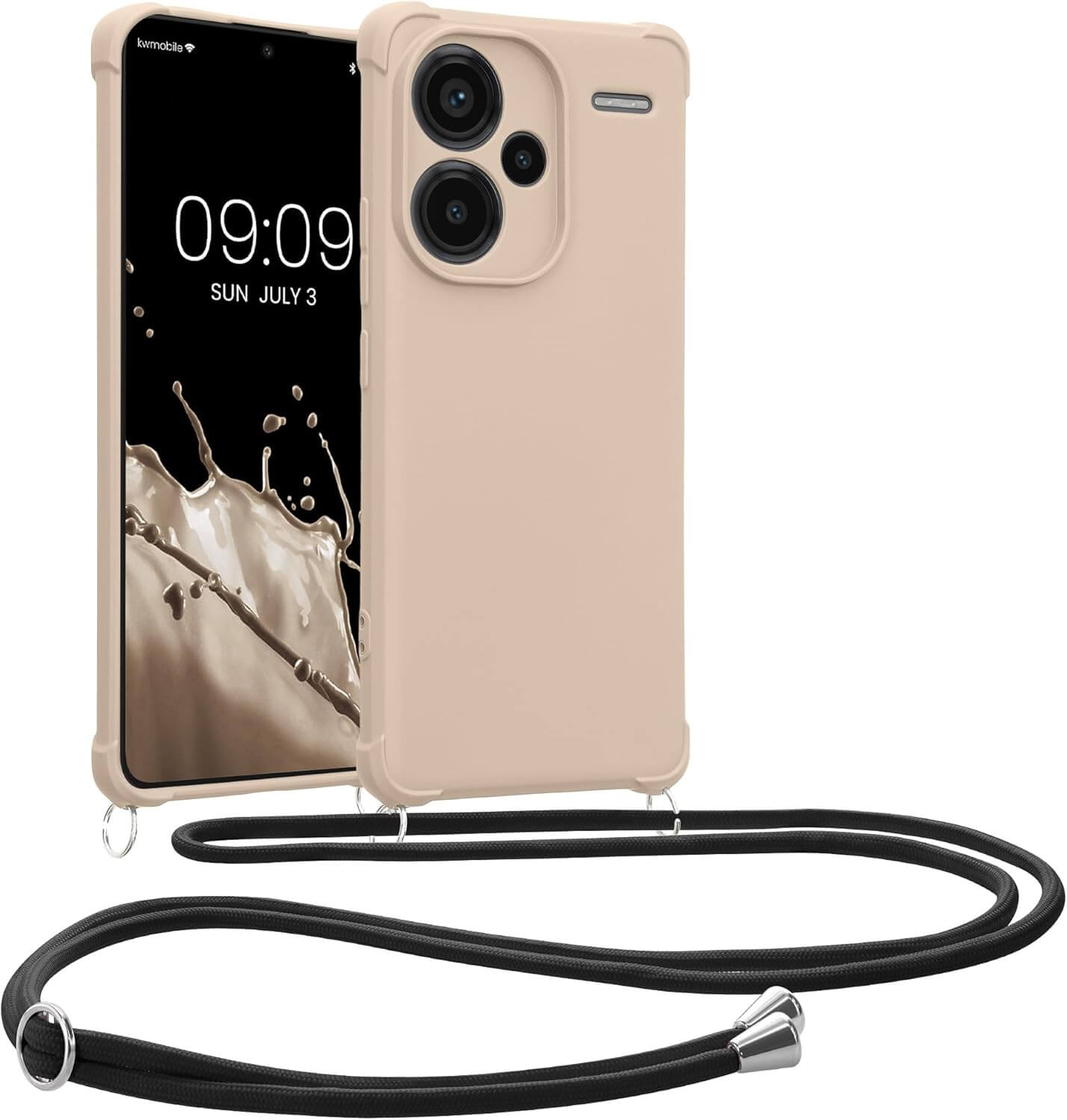 KW Xiaomi Redmi Note 13 Pro+ 5G Θήκη Σιλικόνης TPU με Λουράκι - Cream