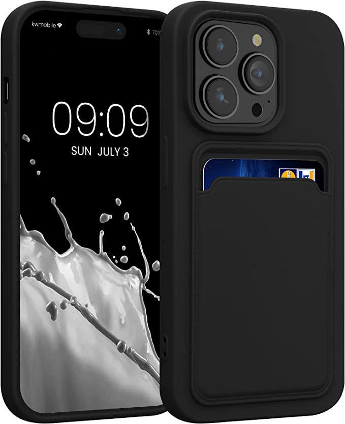 KW iPhone 14 Pro Θήκη Σιλικόνης TPU με Υποδοχή για Κάρτα - Black - 59114.01
