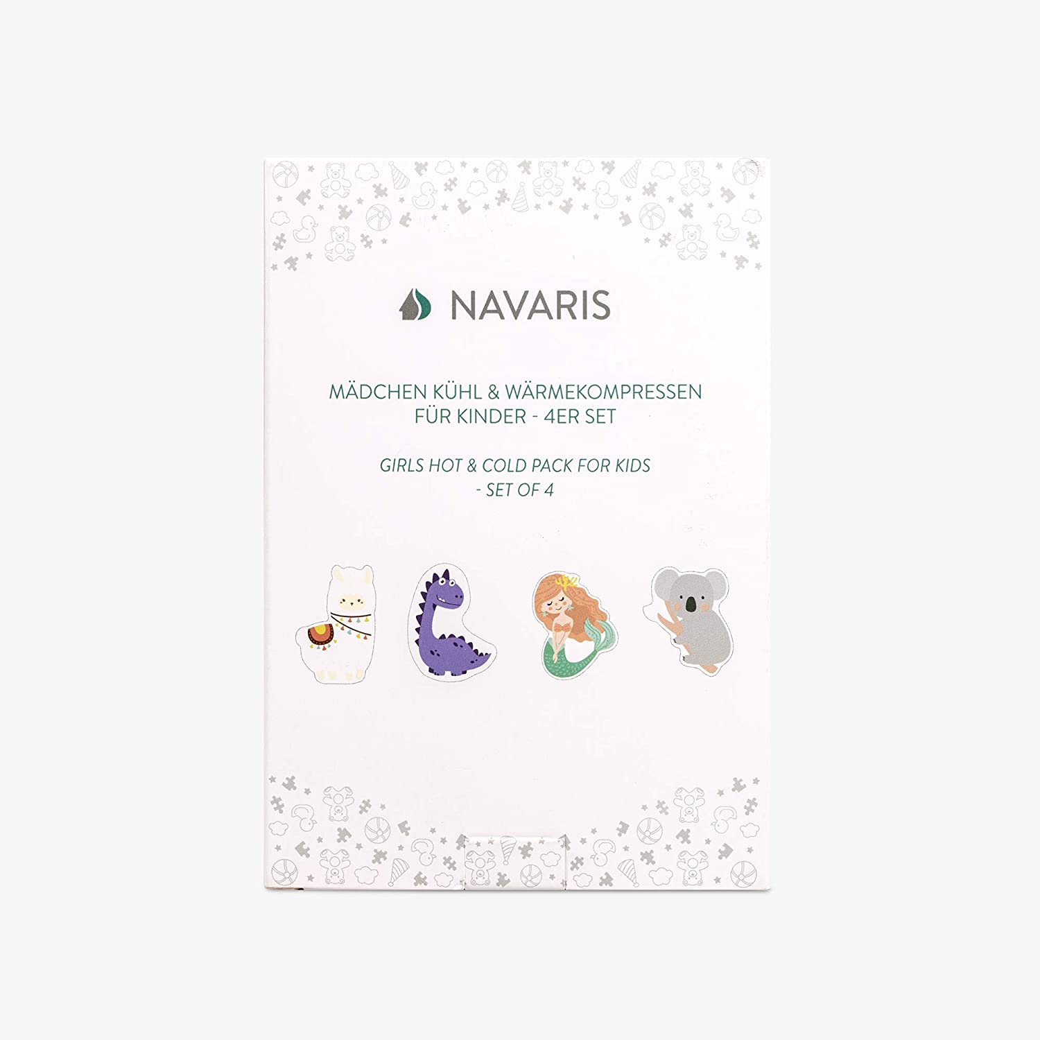 Navaris Σετ με 4 Παιδικά Επαναχρησιμοποιήσιμα Επιθέματα με Τζελ - BPA-Free / Phthalate-Free - Koala / Alpaca / Mermaid / Dinosaur - 52980.01