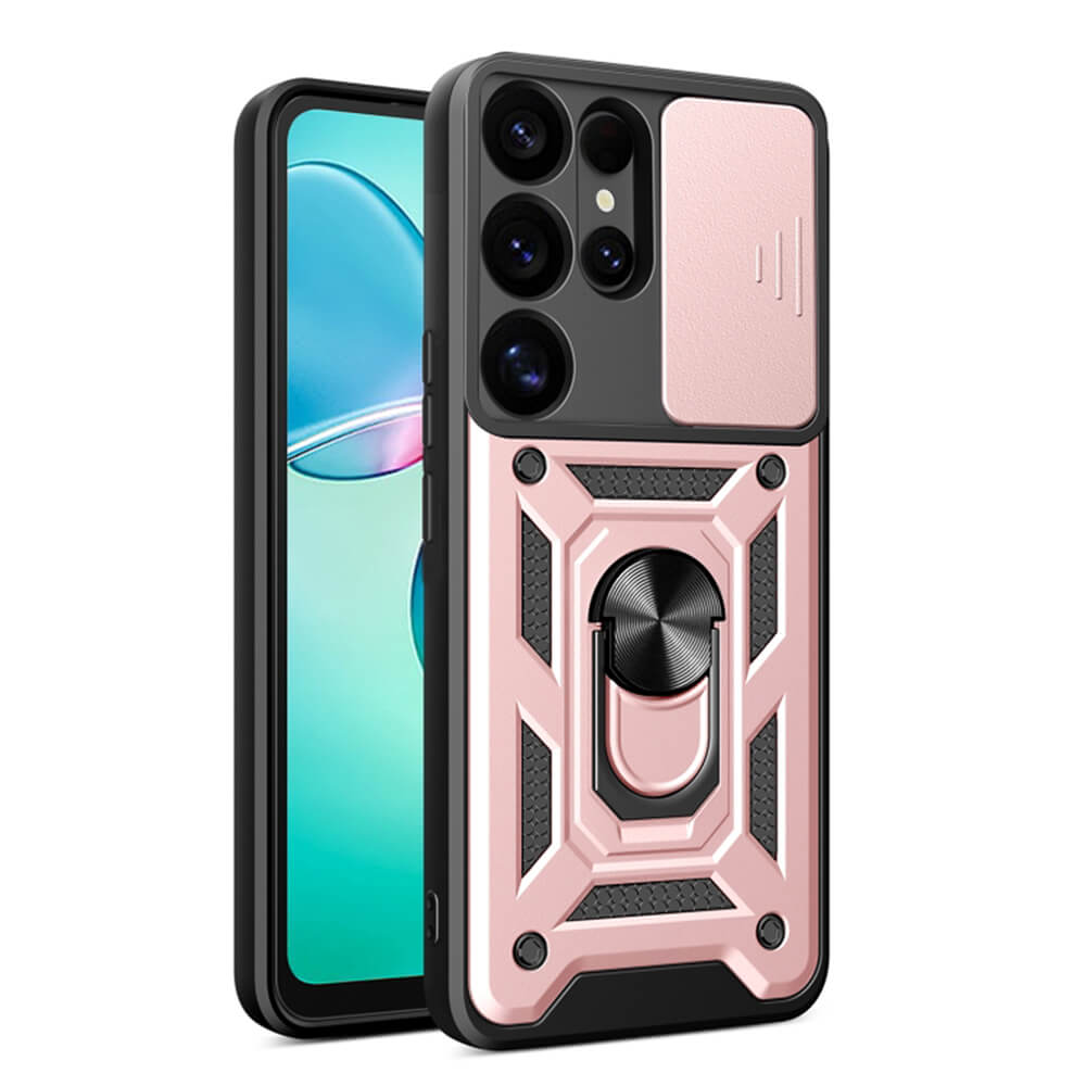 Techsuit Samsung Galaxy S25 Ultra - CamShield - Σκληρή Θήκη με Προστασία Καμερών και Δαχτυλίδι Συγκράτησης - Rose Gold