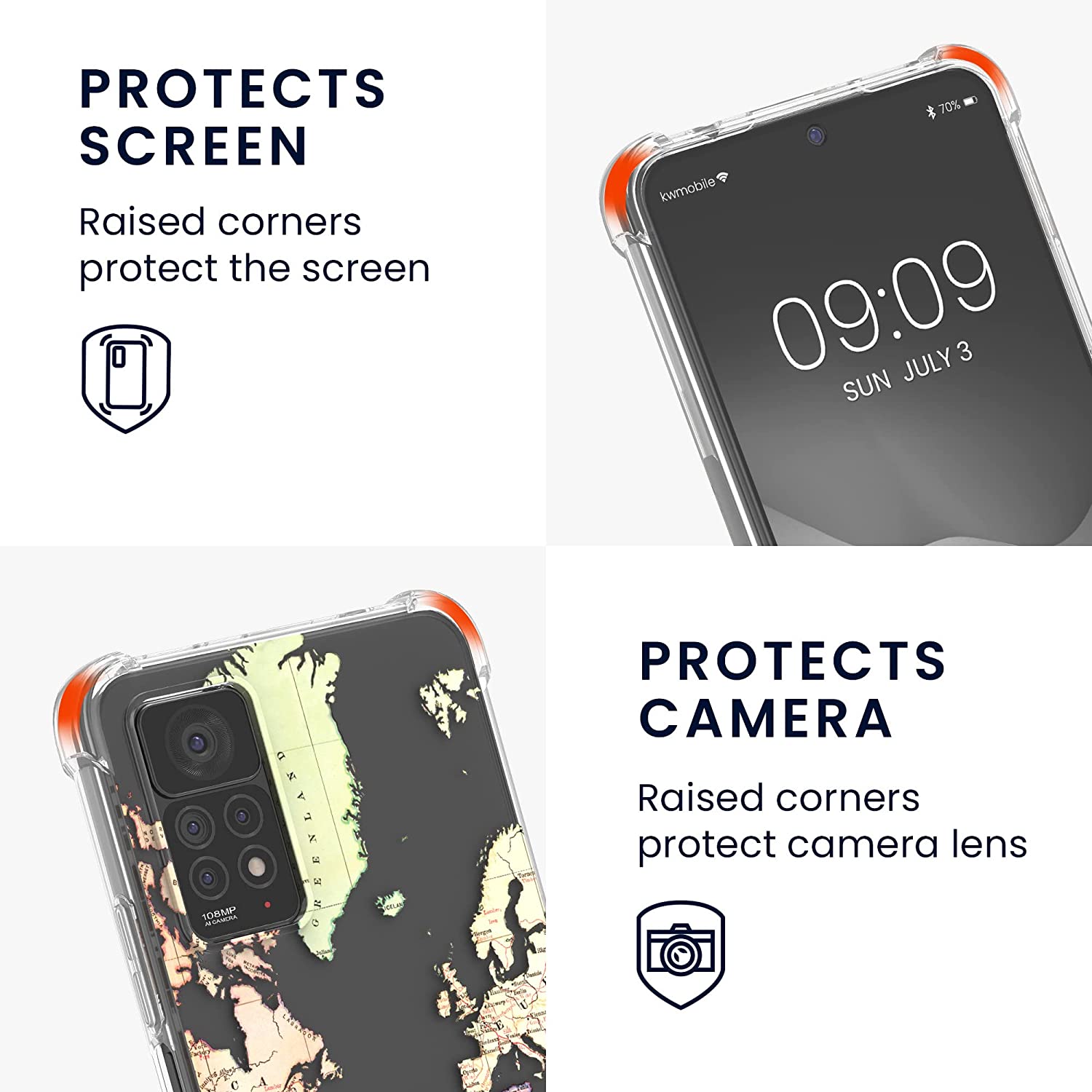 KW Xiaomi Redmi Note 11 Pro / Note 11 Pro 5G Θήκη Σιλικόνης TPU με Λουράκι Design Travel - Multicolor / Διάφανη - 58419.02
