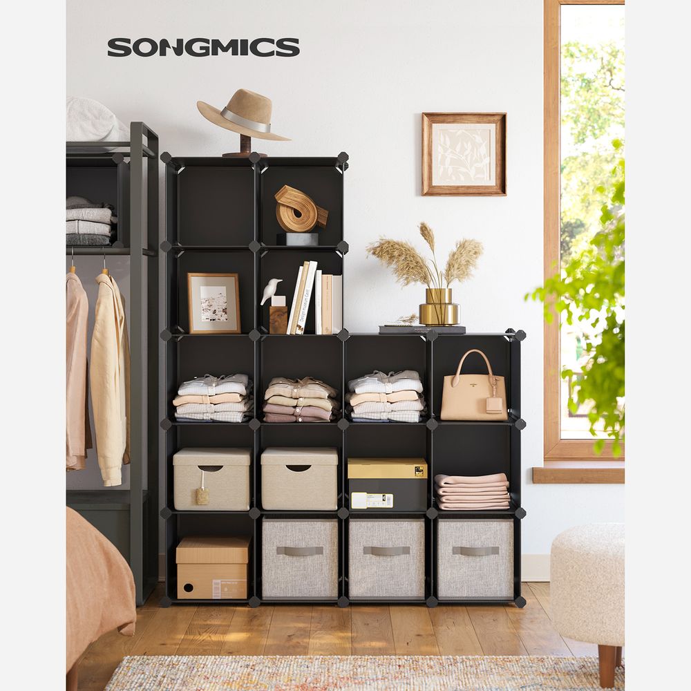 Songmics Σύστημα Αποθήκευσης με 16 Ράφια - Black - LPC44BK