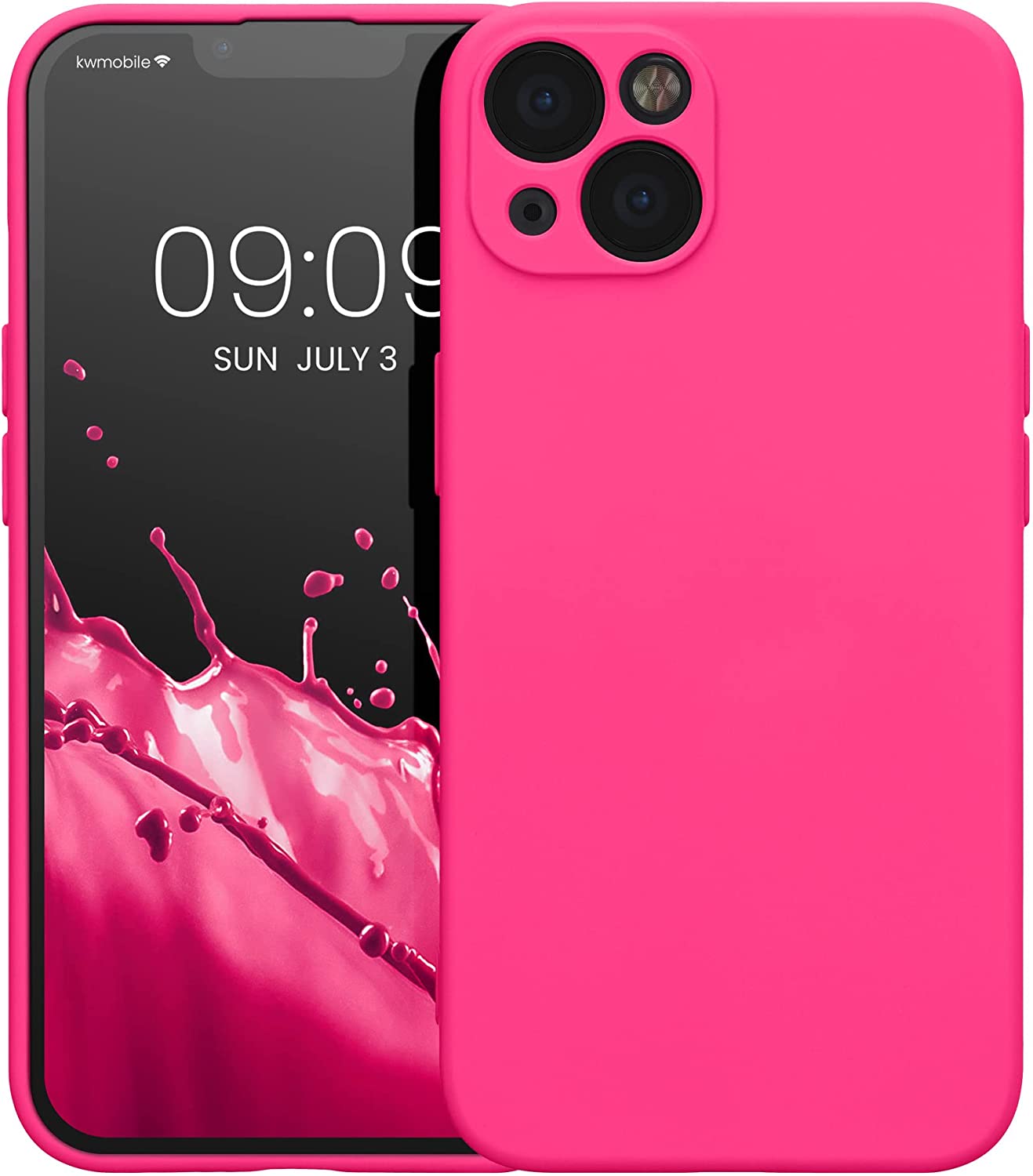 KW iPhone 13 Θήκη Σιλικόνης Rubberized TPU - Neon Pink - 58954.77
