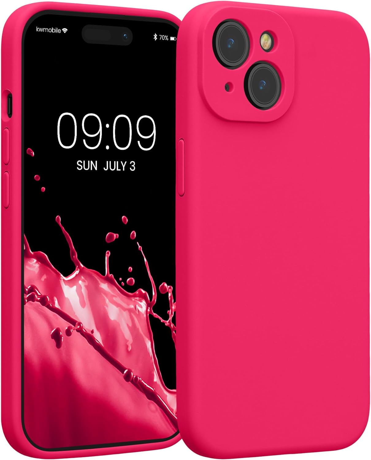 KW iPhone 15 Θήκη Σιλικόνης Rubberized TPU - Neon Pink