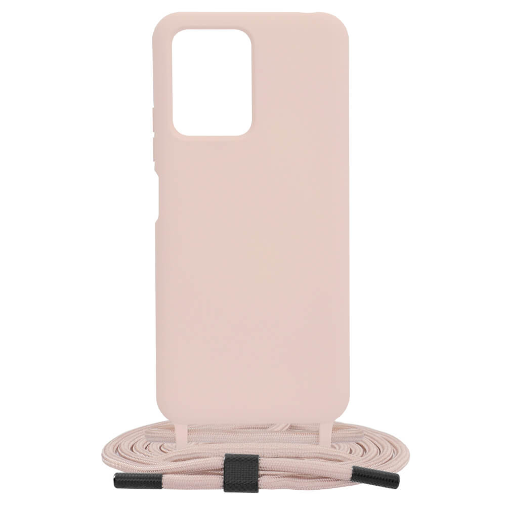 Techsuit Xiaomi Redmi Note 12 5G / Poco X5 5G Crossbody Lanyard Θήκη Σιλικόνης TPU με Λουράκι - Pink