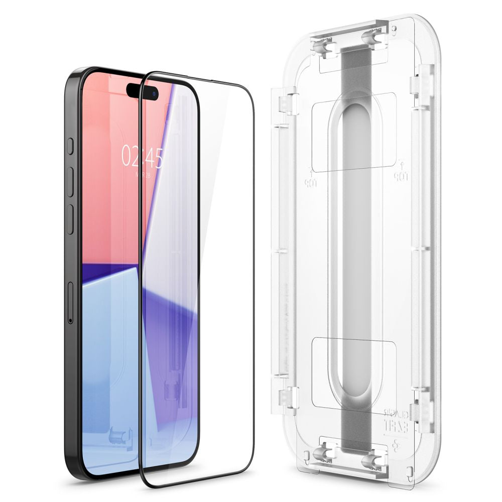 Spigen iPhone 15 Pro Max Glas.TR EZ Fit FC 0.3mm 2.5D 9H Case Friendly Full Screen Tempered Glass Αντιχαρακτικό Γυαλί Οθόνης - 2 Τεμάχια - Black